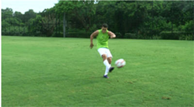 soccer player kicking